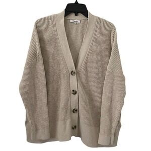 Madewell Women's Cream Oatmeal Relaxed V-Neck Button Front Cardigan Size M